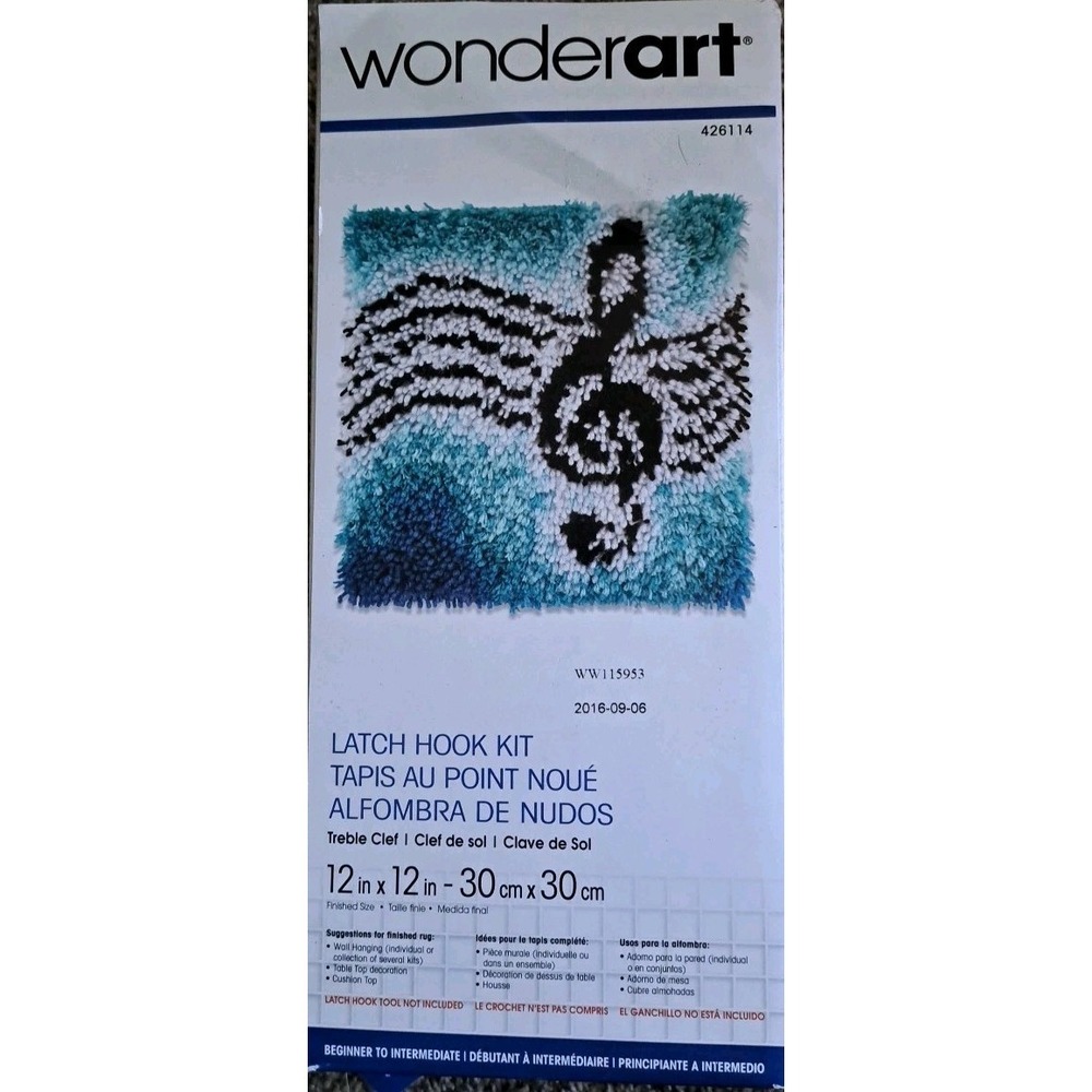 WonderArt Treble Clef Latch Hook Kit - NEW‎ - 12"x12" 426114